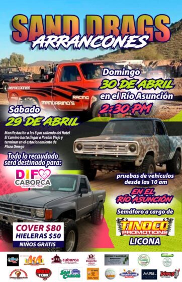 Este fin de semana se realizarán los arrancones en la pista del Río Asunción a beneficio de DIF Caborca.